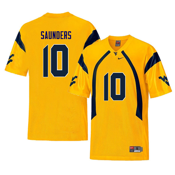 NCAA Men's Cody Saunders West Virginia Mountaineers Yellow #10 Nike Stitched Football College Retro Authentic Jersey XA23G45NB